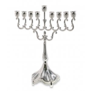 Classic Curved Chanukah Menorah for Candles, Silver - 8 Inches