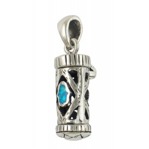 Silver and Opal Hamsa Mezuzah Pendant Necklace