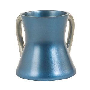 Yair Emanuel Gleaming Aluminum Small Hourglass Wash Cup - Blue