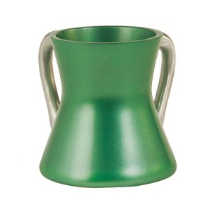 Yair Emanuel Gleaming Aluminum Small Hourglass Wash Cup - Green