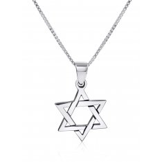 925 Sterling Silver Interlocking Triangles Star of David Necklace Pendant