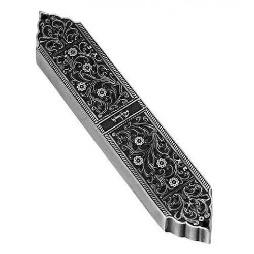 Artistic Mezuzah Case with Pewter Finish Inspired by Menorah Design - Israel Museum