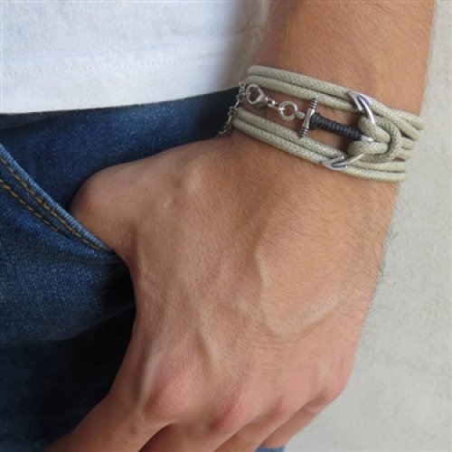 Triple Wrap Bracelet with Silver Plated Anchor - Only 1 In Stock