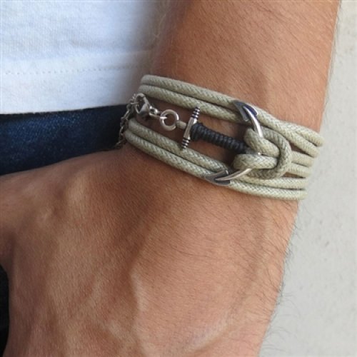 Triple Wrap Bracelet with Silver Plated Anchor - Only 1 In Stock