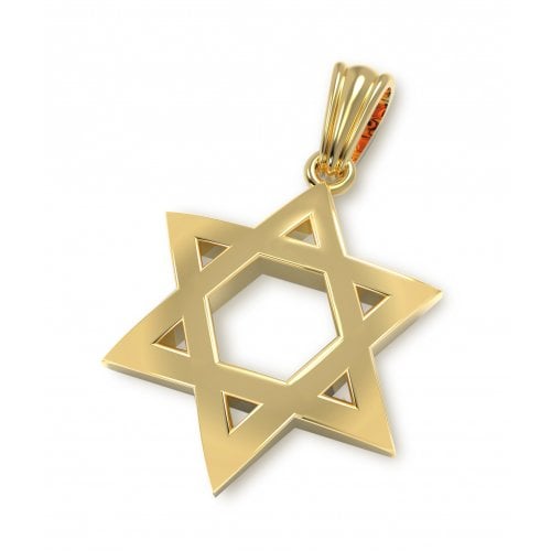 14K Gold Star of David Pendant Classic Design