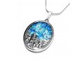 3D 925 Sterling Silver Pendant Necklace - Roman Glass Jerusalem Design