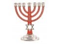 7-Branch Menorah, Red on Silver with Breastplate and Star of David  5.2