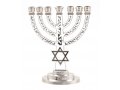 7-Branch Menorah, White on Silver with Breastplate and Star of David  5.2