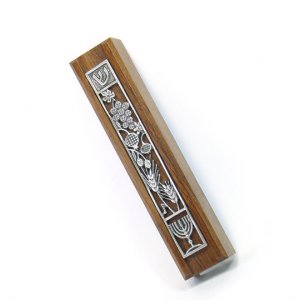 Dark Wood Seven Species Mezuzah