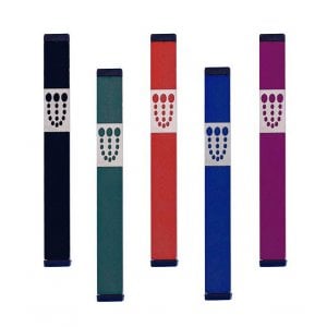 Agayof Mezuzah Case with Bubbly Dots Shin, Dark Colors - 5 Inches Height