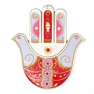 Red Wall Hamsa by Ester Shahaf