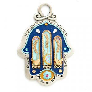 Pewter Wall Hamsa - Wheat - by Ester Shahaf