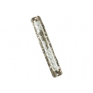 Metal Mezuzah Case with Diamond Design and Jerusalem Images Frame