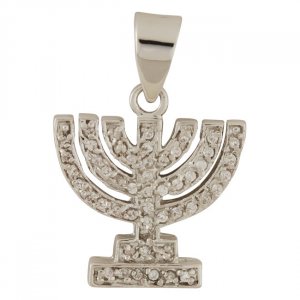 Seven Branch Menorah Pendant with Zircons