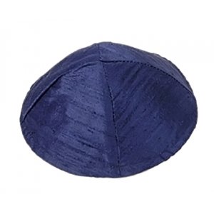 Yair Emanuel Basic Raw Silk Kippah - Dark Blue