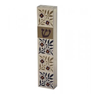 Dorit Judaica Lucite and Aluminum Mezuzah Case - Colorful Flowers