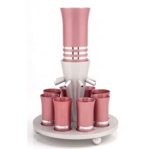 Pastel Pink Agayof Kiddush Fountain with Eight Cups