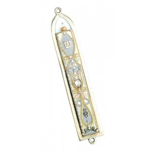 Silver Flower Design Mezuzah by Ester Shahaf