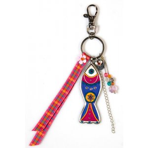 Blue-Red Fish Keychain by Ester Shahaf