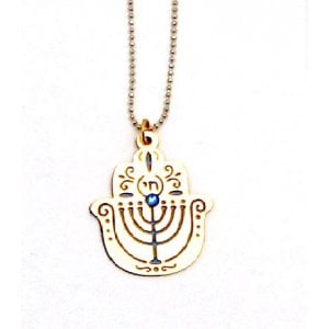 Ester Shahaf Menorah Hamsa Necklace