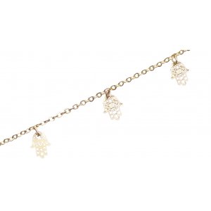 Anklet - Gold Rhodium Chain with Gold Hamsas