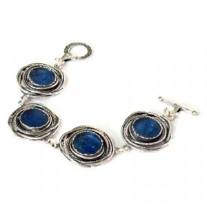 Michal Kirat Roman Glass Stones Set in Sterling Silver Birds Nest Design