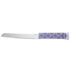 Dorit Judaica Stainless Steel Challah Knife - Gray Decorative Design