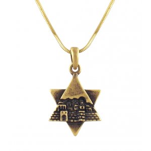 Rhodium Antique Bronze Finish Jerusalem Star of David Necklace