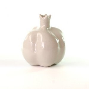 Decorative Gleaming Ceramic Pomegranate - White