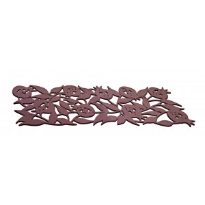 Dorit Judaica Felt Table Runner with Cutout Leafy Pomegranates - Maroon