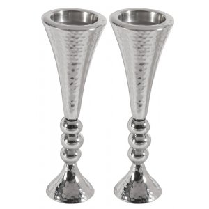 Yair Emanuel Hammered Aluminum Stem Candlestick - Colored Beads