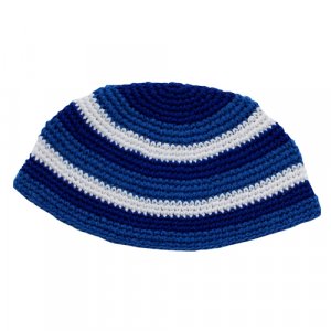 Royal Blue and White Frik Kippah