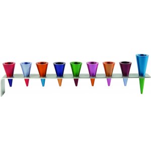 Yair Emanuel Anodized Aluminum Cones Hanukkah Menorah - Multicolored