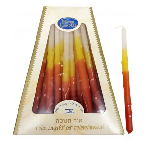 Handmade Dripless Hanukkah Candles - Bright Orange, Yellow and White