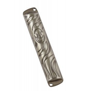 Pewter Plated Mezuzah Case - Swirl Design