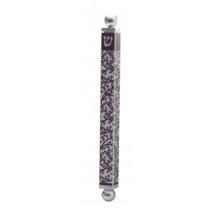 Dorit Judaica Aluminum Mezuzah Case - Purple Leaf Design