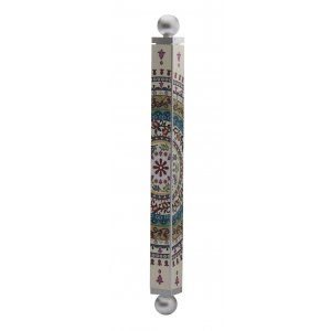 Dorit Judaica Aluminum Mezuzah Case - Circular Pomegranate Design