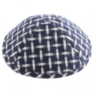 Blue and White Woven Design Cloth Kippah