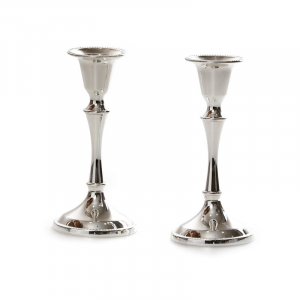 Silver Plated Smooth Stem Shabbat Candlesticks