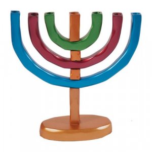 Yair Emanuel Seven-Branch Classic Temple Menorah - Colorful