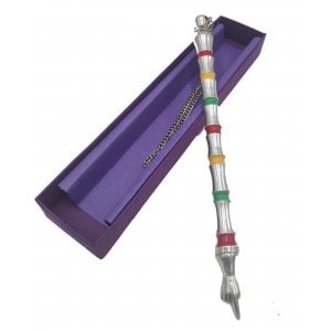 Torah Pointer Yad - Multicolored Stripes with Decorative Silver Design