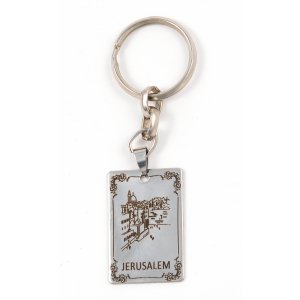 Dog Tag Key Ring, Framed Jerusalem Images - Stainless Steel