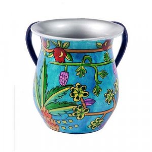 Yair Emanuel Hand Painted Metal Netilat Yadayim Wash Cup - Seven Species