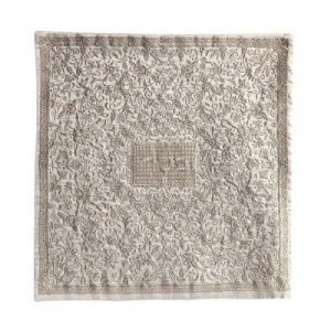 Yair Emanuel Embroidered Silk Floral Matzah & Afikoman Cover, Sold Separately - Silver