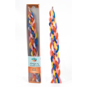 Handmade Braided Beeswax Havdalah Candle - Colorful