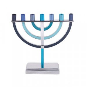 Yair Emanuel 7 Branch Menorah Classic Design - Blue