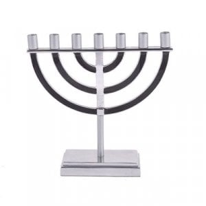 Yair Emanuel 7 Branch Menorah Classic Design - Black and Silver