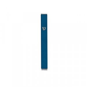 Yair Emanuel Matte Metal Mezuzah Case with Shin Letter - Blue