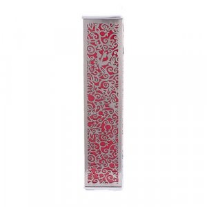 Yair Emanuel Wide Mezuzah Case, Cutout Pomegranates and Flowers - Red