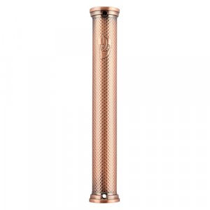 Metal Mezuzah case, Textured Diamond Design - Copper Color